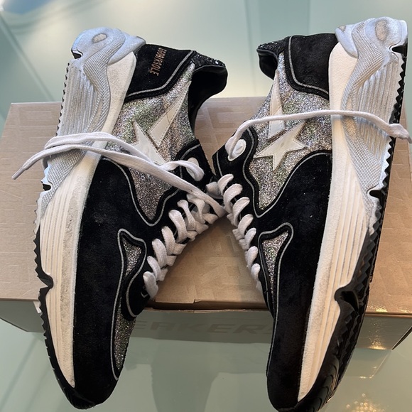 Woman’s snicker golden goose size 10 runner black silver - Picture 7 of 11